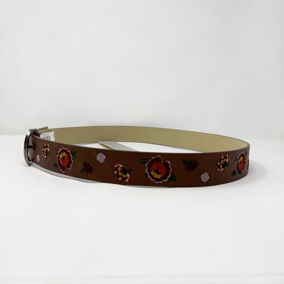 Time and Tru Brown Floral Embroidered Vegan Leather Belt Boho Women's Plus Sz 2X - Picture 6 of 12